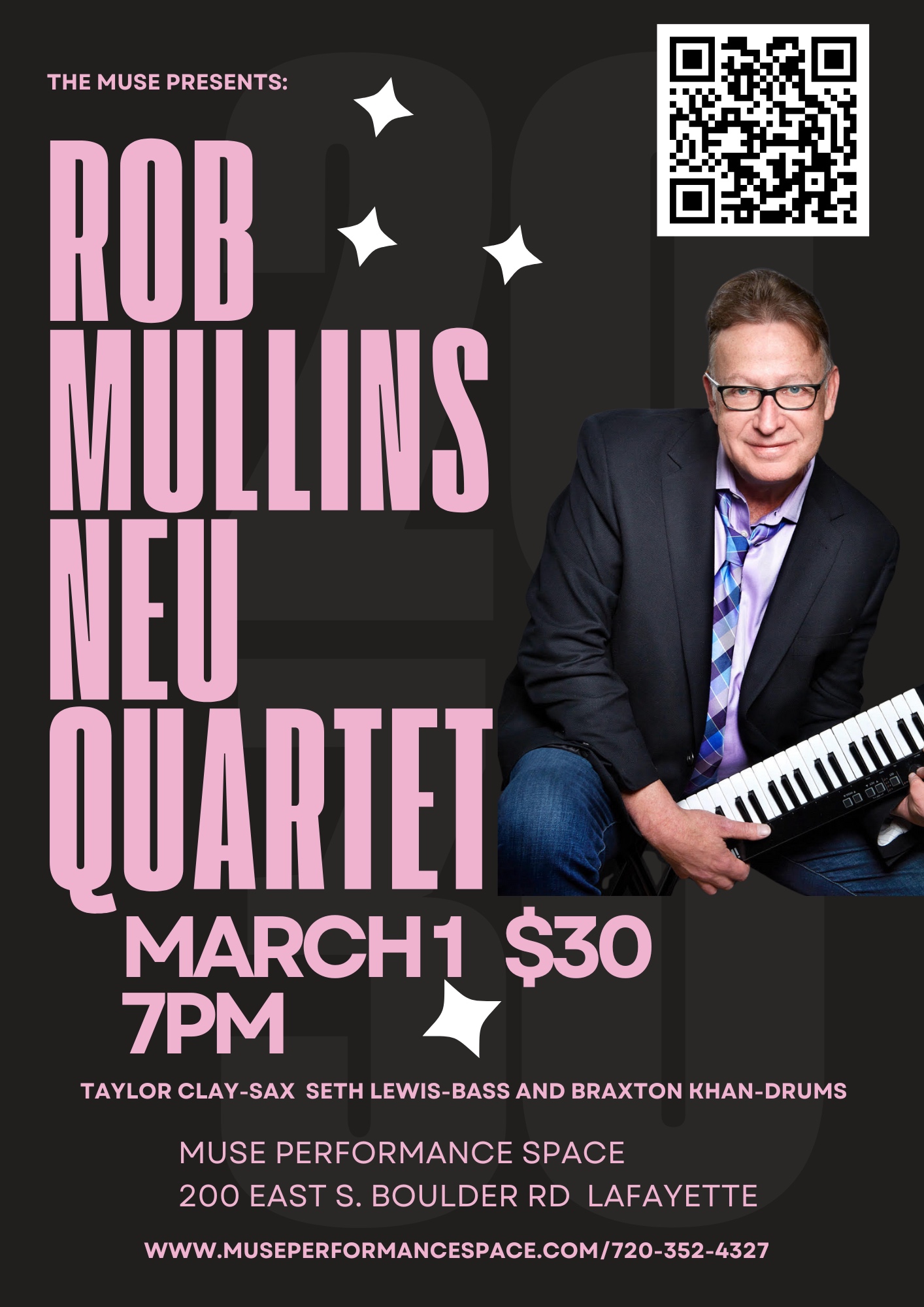 Rob
          Mullins Neu Quartet heads to the MUSE in Lafayette CO March 1